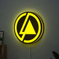 Linkin Park LED lightbox hanging on a wall with yellow glow