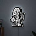 Iron Maiden Killers LED lightbox hanging on a wall with white glow