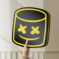 Unlit Marshmello LED lightbox held by hand to show size and details