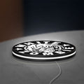 White Zombie Band LED lightbox lying flat on a desk with white glow