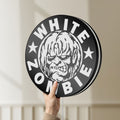 Unlit White Zombie Band LED lightbox held by hand to show size and details