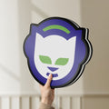 Unlit Napster LED lightbox held by hand to show size and details
