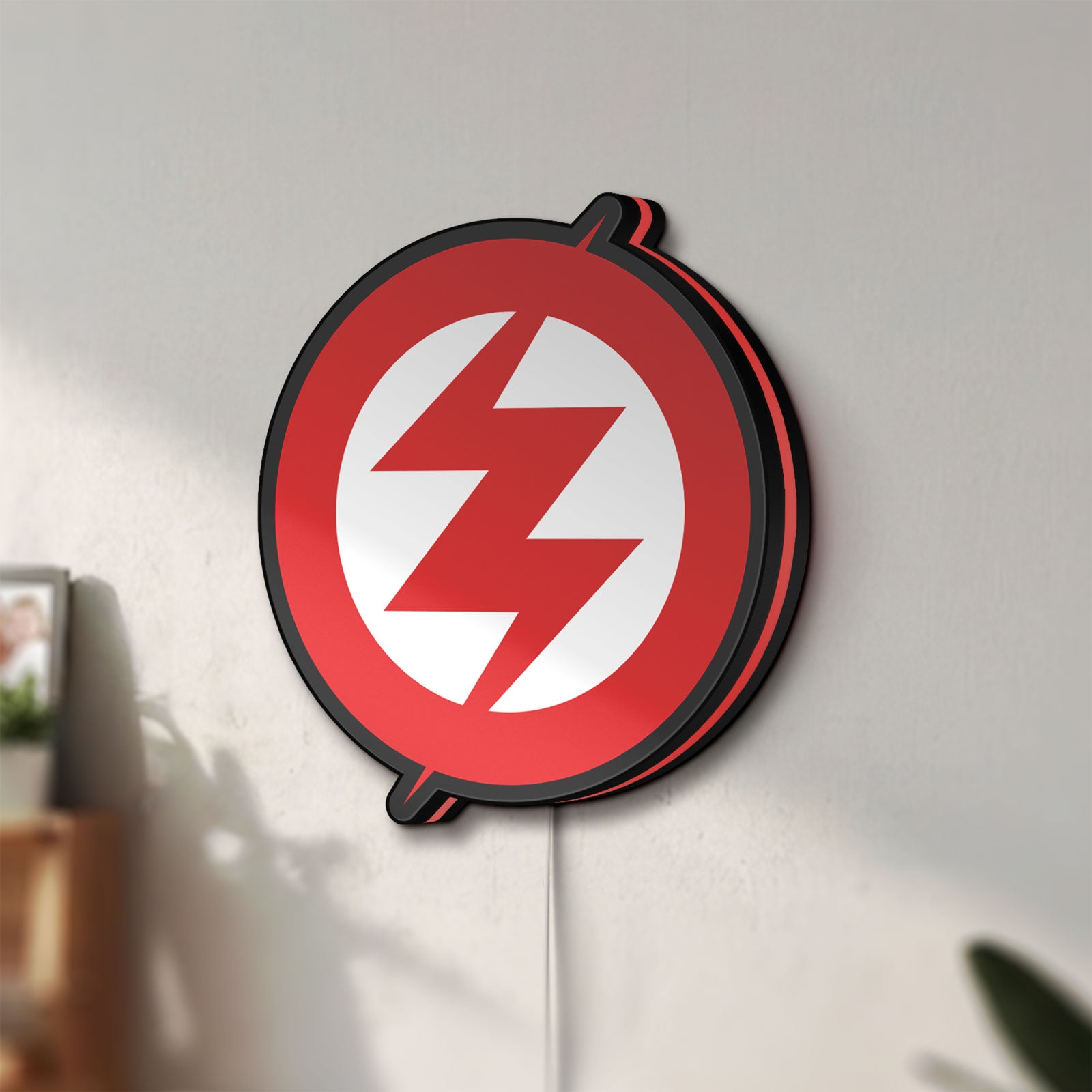Unlit Zoe LED lightbox mounted on a wall in daylight