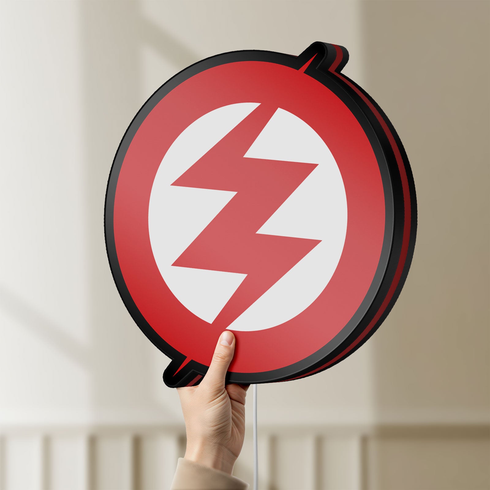 Unlit Zoe LED lightbox held by hand to show size and details