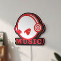 Unlit Custom Music LED lightbox mounted on a wall in daylight