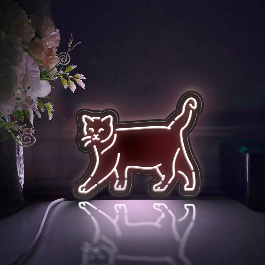Walking Cat Led Light Box, Cat Wall Art Decor, Personalized Light Sign, Neon-like Desktop Decorations, Bedroom Decor, Gift For Cat Lovers