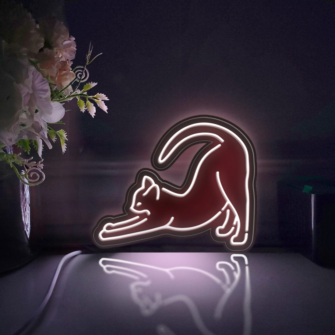 Stretching Cat Led Light Box, Cat Wall Art Decor, Light Sign, Desktop Decorations, Bedroom Decor, Gift For Cat Owners, Animal Lover