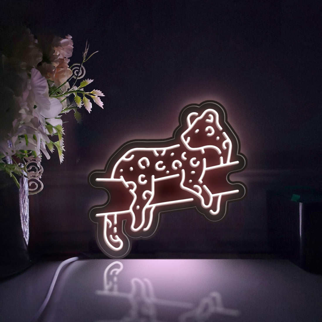 Jaguar, Leopard, Safari Led Light Box, Leopard Lying On A Tree Wall Art Decor, Light Sign, Desktop Decoration, Gift For Animal Lover