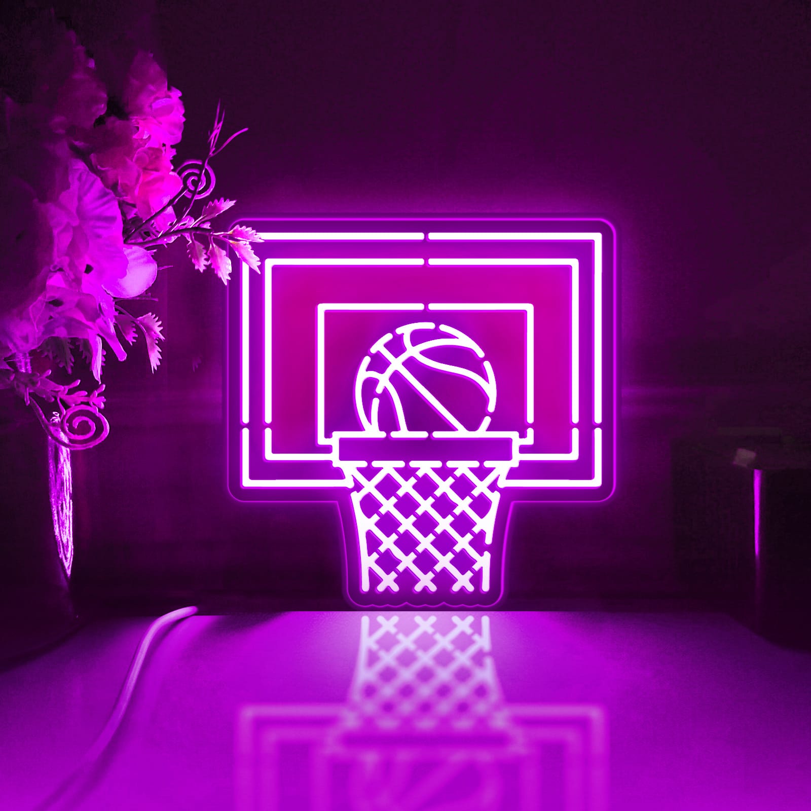 Basketball Led Light Box, Basketball And Basketball Hoop Wall Art Decor, Light Sign, Desktop Decoration, Gift For Basketball, Sports Lover