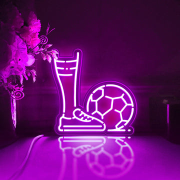 Foot With Football, Football Player Led Light Box, Playing Football Wall Art Decor, Light Sign, Desktop Decoration, Gift For Sports Fan