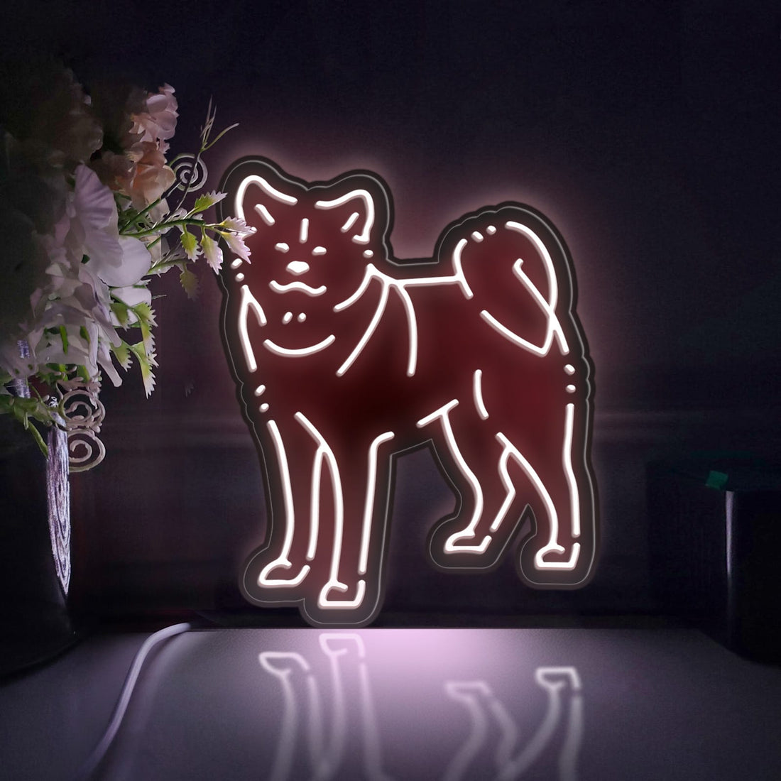Akita Inu Dog Led Light Box, Dog Wall Art Decor, Personalized Light Sign, Neon-like Desktop Decorations, Bedroom Decor, Gift For Dog Lovers