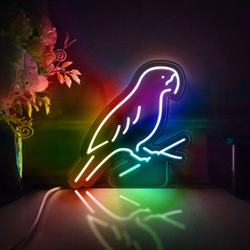 Parrot Bird Led Light Box, Bird Standing On A Tree Wall Art Decor, Light Sign, Desktop Decoration, Gift For Bird Lovers, Tropical Decor Fan