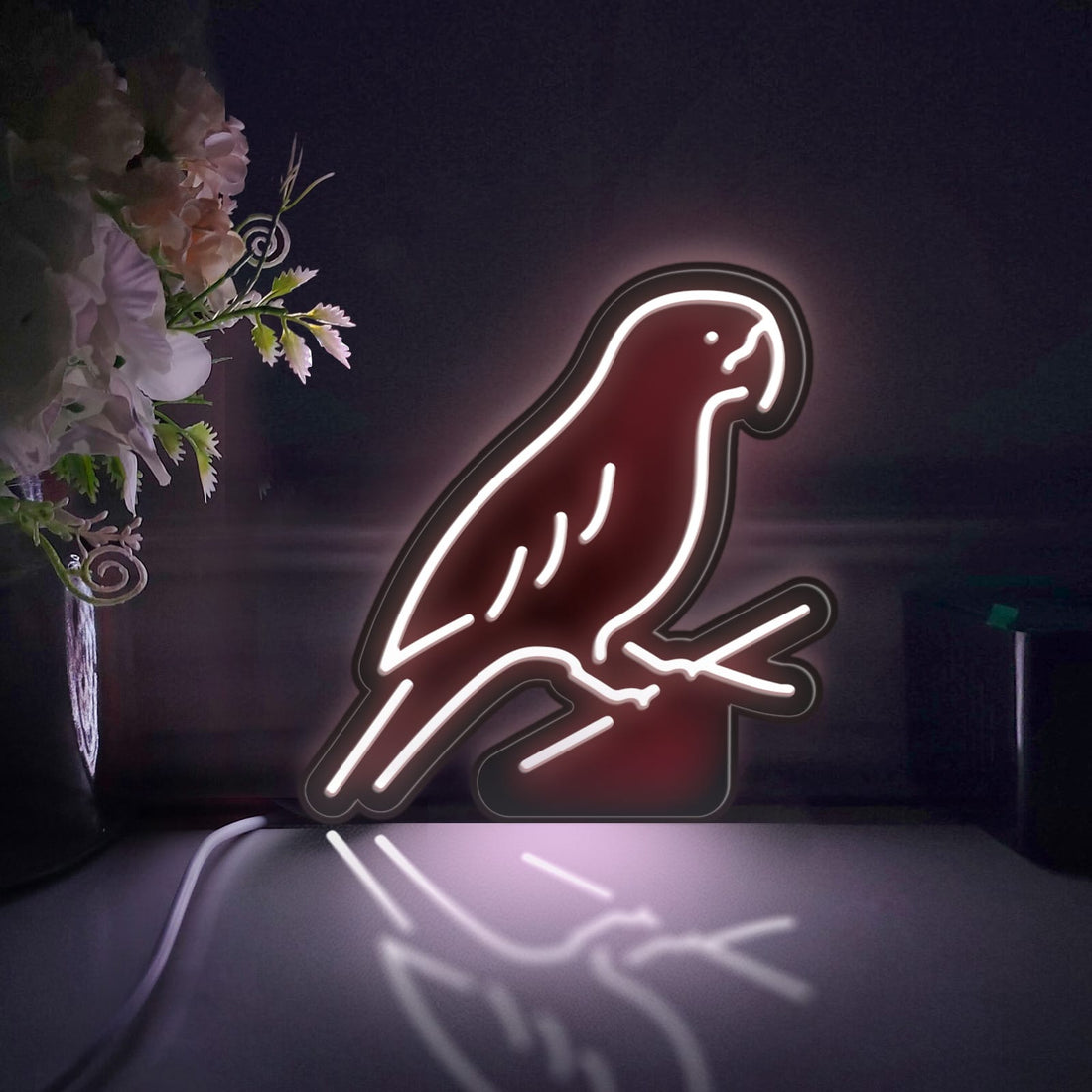 Parrot Bird Led Light Box, Bird Standing On A Tree Wall Art Decor, Light Sign, Desktop Decoration, Gift For Bird Lovers, Tropical Decor Fan