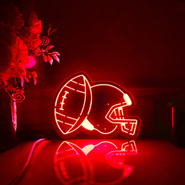 American Football Helmet Led Light Box, Football Wall Art Decor, Light Sign, Desktop Decorations, Gift For Football Players, Sports Fan