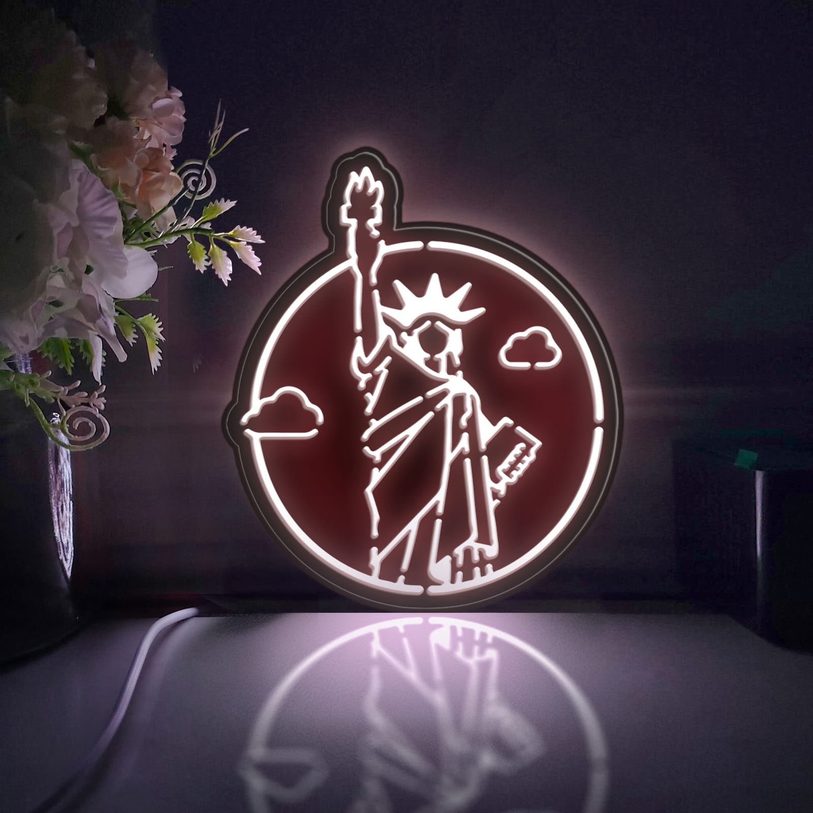 Statue Of Liberty Led Light Box, America Freedom Landmark Wall Art Decor, Light Sign, Desktop Decorations, Bedroom Decor, Gift For Kids