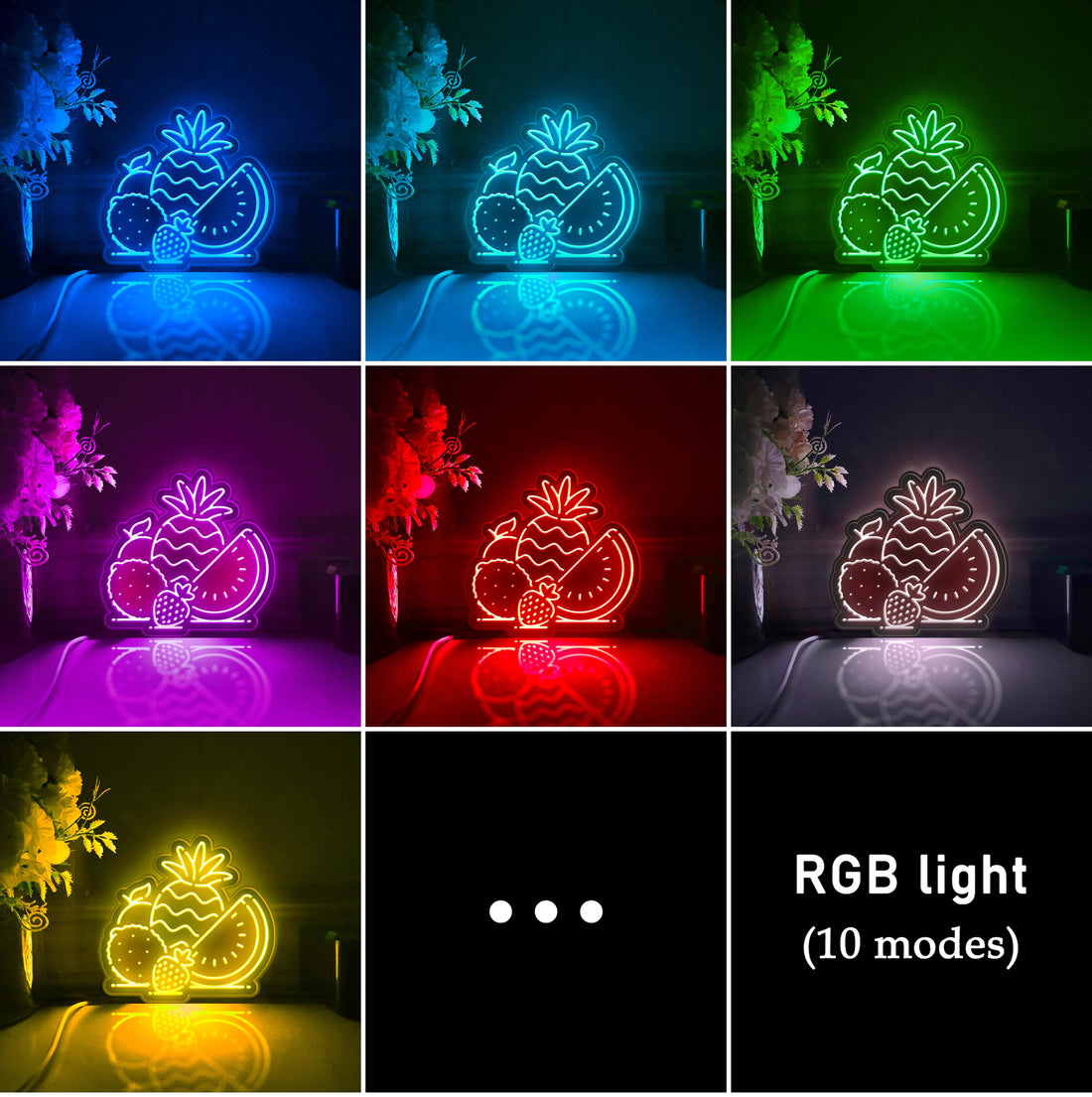 Fruit Combination Led Light Box, Pineapple, Watermelon, Orange, Lemon, Strawberry Wall Art Decor, Lighted Desktop Decoration, Gift For Kids