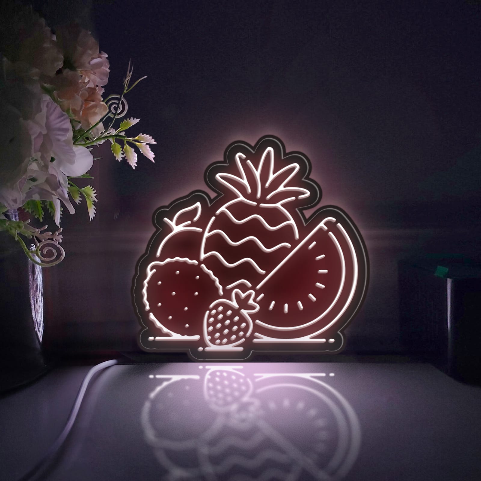 Fruit Combination Led Light Box, Pineapple, Watermelon, Orange, Lemon, Strawberry Wall Art Decor, Lighted Desktop Decoration, Gift For Kids