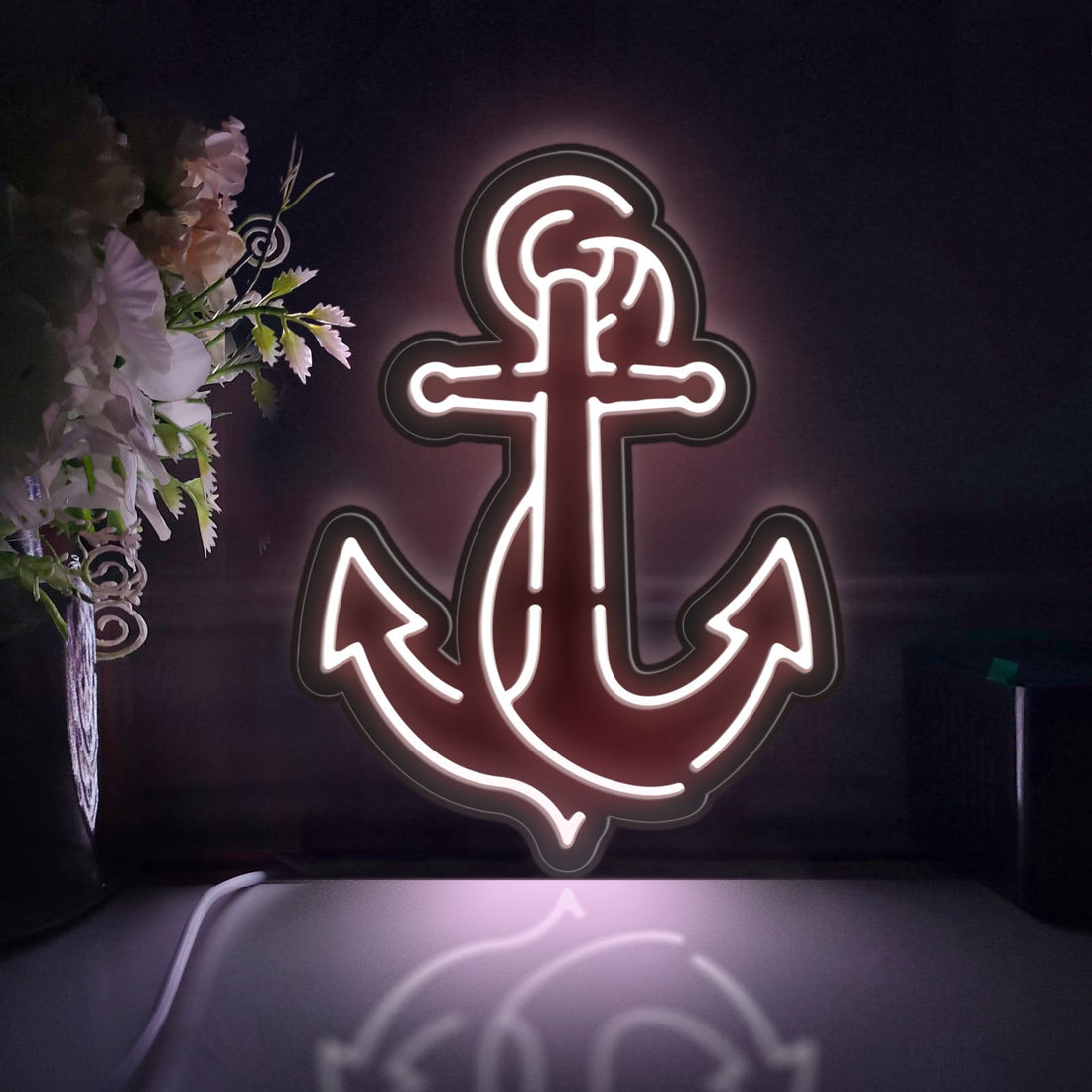 Anchor Led Light Box, Sea Theme Wall Art Decor, Personalized Light Sign, Rgb Desktop Decorations, Bedroom Decor, Gift For Kids, Ocean Lover
