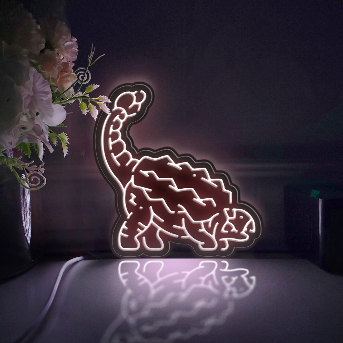Dinosaur Led Light Box, Ancient Ankylosaurus Wall Art Decor, Light Sign, Desktop Decorations, Gift For Kids, Dinosaur Enthusiast