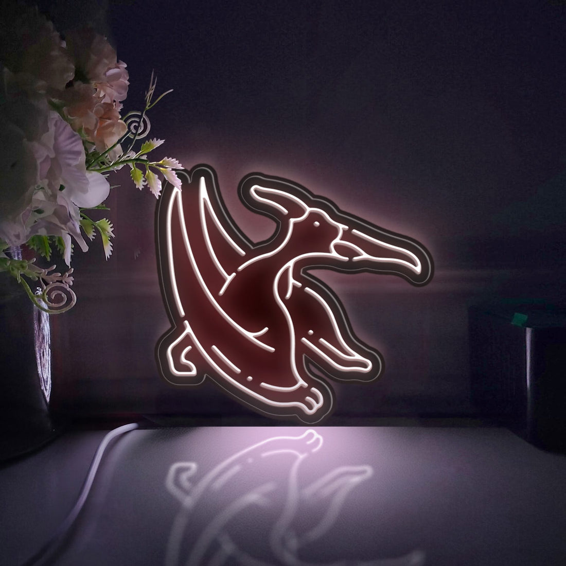 Dinosaur Led Light Box, Pterosaur Wall Art Decor, Light Sign, Desktop Decorations, Bedroom Decor, Gift For Nature Lovers, Dinosaur Fan