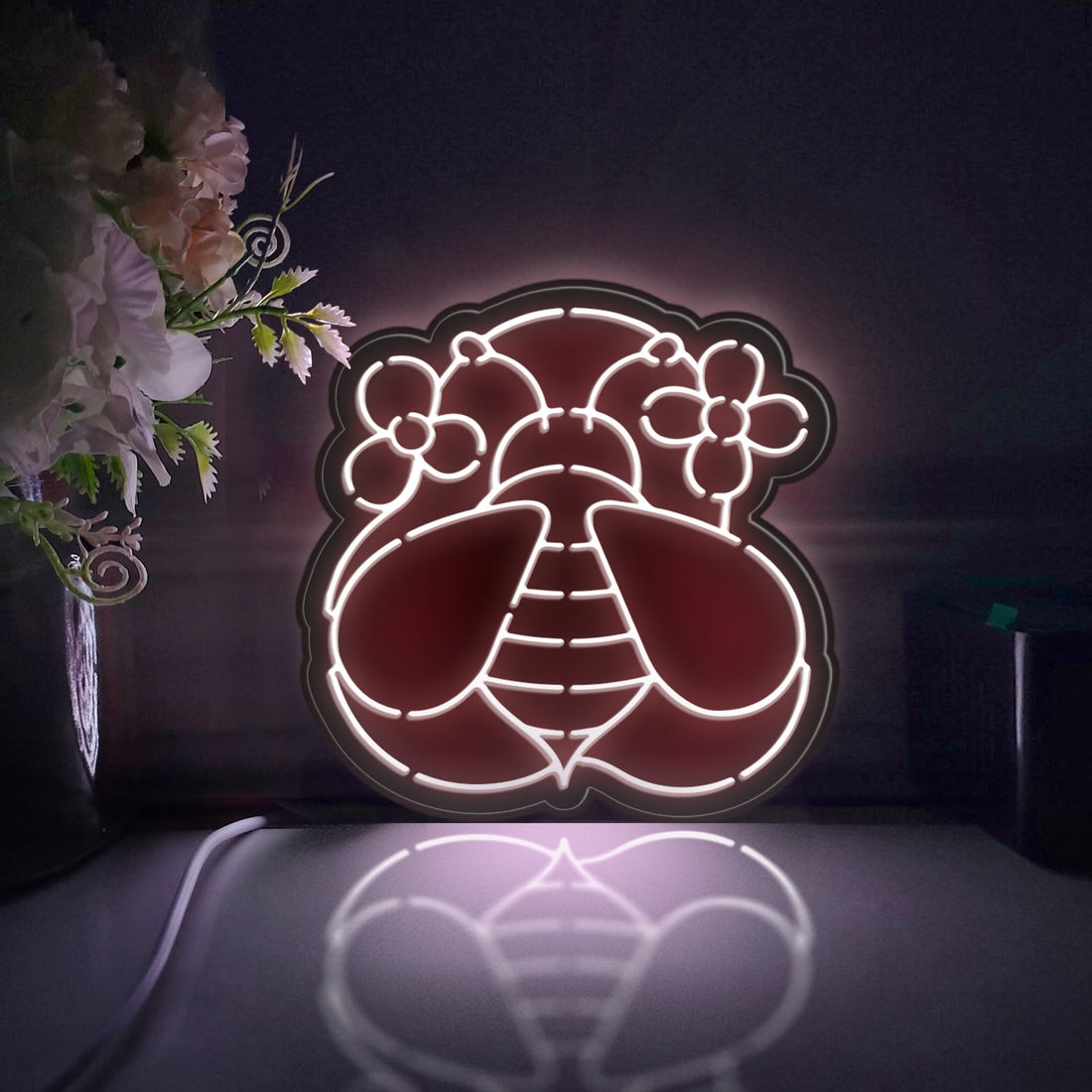 Bee Led Light Box, Bee Collecting Honey Wall Art Decor, Light Sign, Desktop Decorations, Gift For Nature Lovers, Ecological Enthusiast