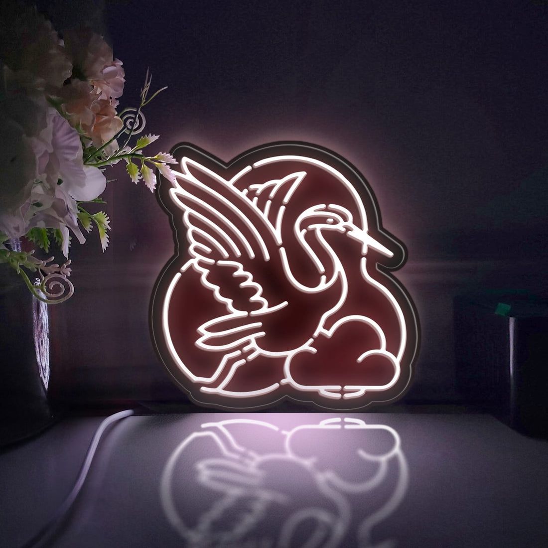 Crane Led Light Box, Bird Wall Art Decor, Personalized Light Sign, Desktop Decorations, Bedroom Decor, Gift For Bird Lovers, Nature Lover