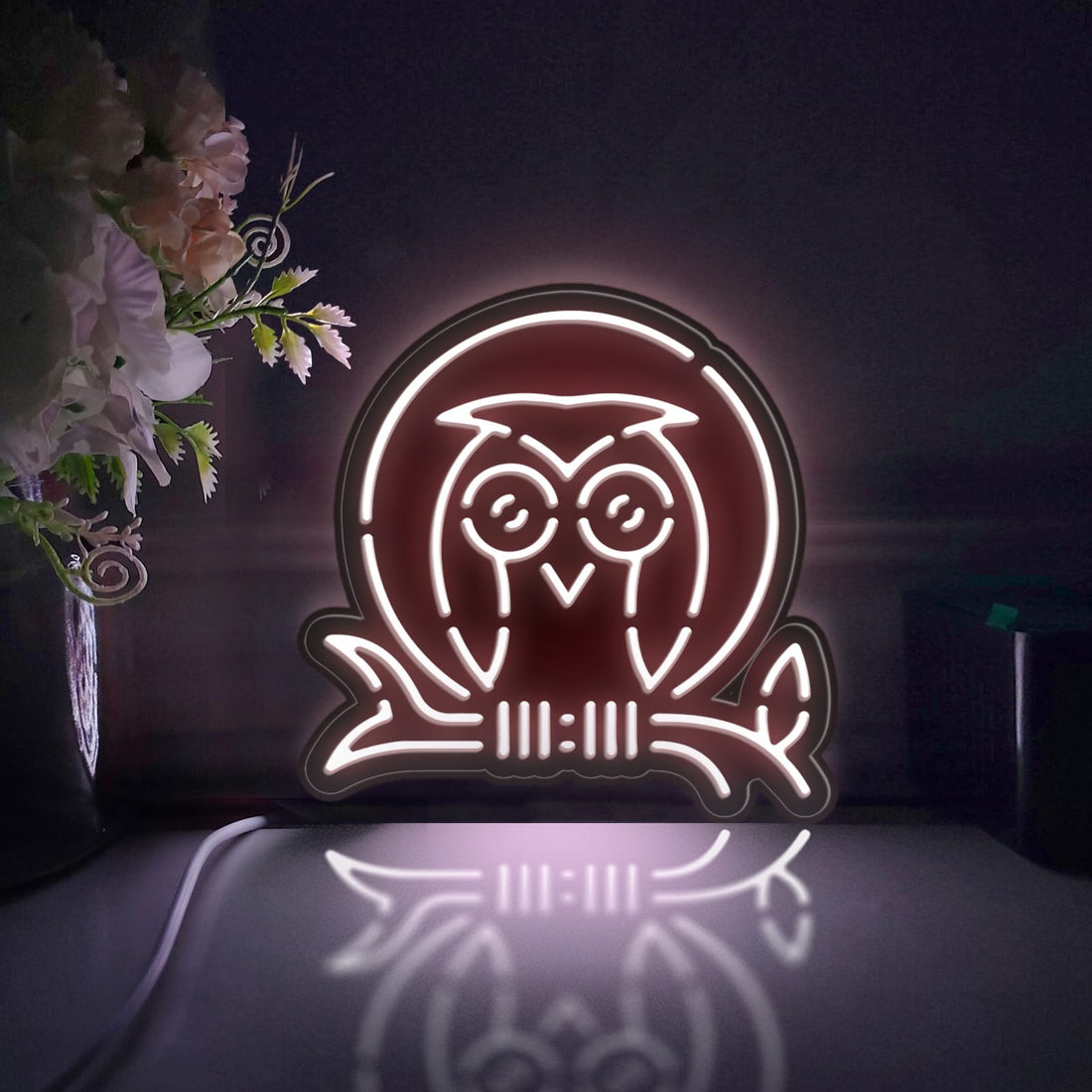 Owl Led Light Box, Moon Wall Art Decor, Personalized Light Sign, Neon-like Rgb Desktop Decorations, Bedroom Decor, Gift For Kids