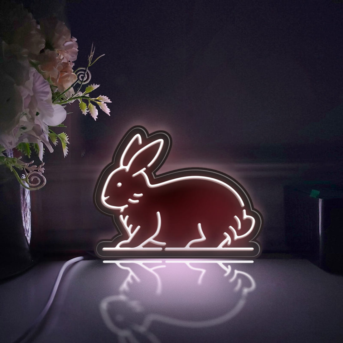 Rabbit Led Light Box, Farm Animal Wall Art Decor, Personalized Light Sign, Desktop Decorations, Bedroom Decor, Gift For Animal Lovers, Kid