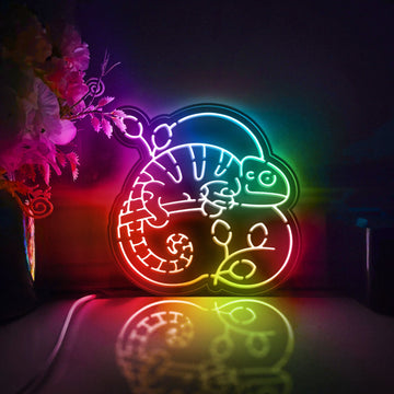 Chameleon Led Light Box, Lizard Wall Art Decor, Light Sign, Desktop Decorations, Bedroom Decor, Gift For Reptile Enthusiasts, Nature Lover