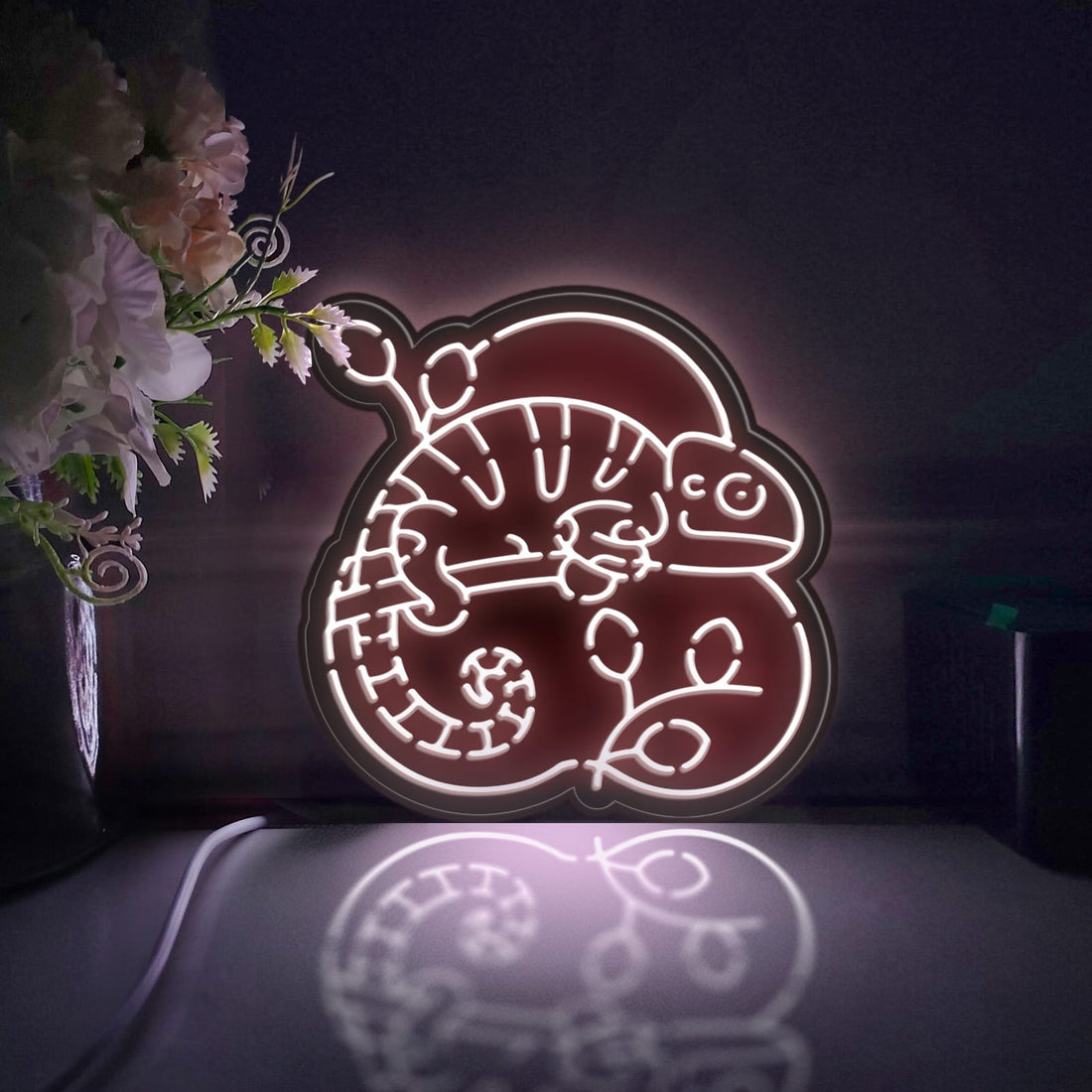 Chameleon Led Light Box, Lizard Wall Art Decor, Light Sign, Desktop Decorations, Bedroom Decor, Gift For Reptile Enthusiasts, Nature Lover