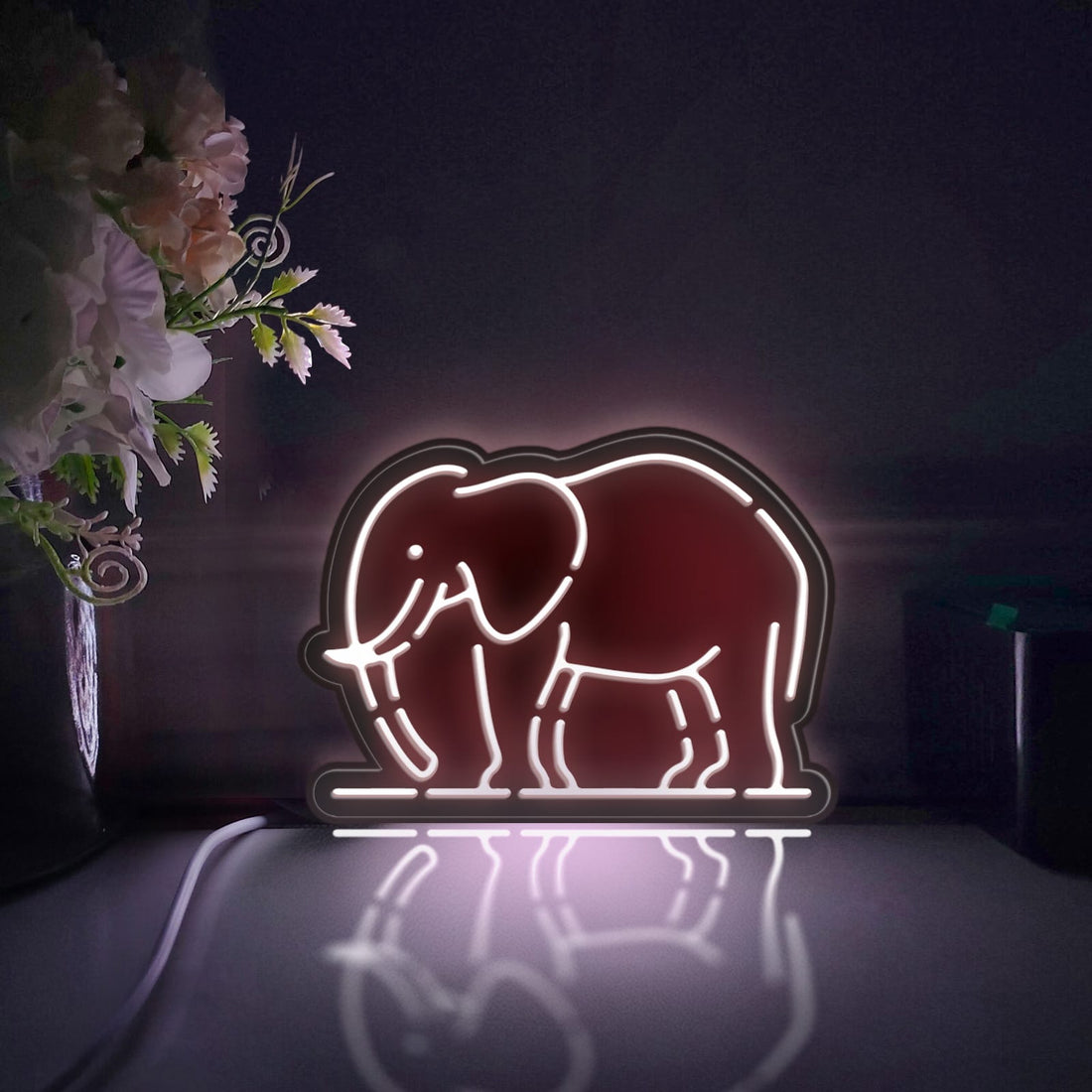 Elephant Led Light Box, Wall Art Decor, Personalized Light Sign, Neon-like Desktop Decorations, Bedroom Decor, Gift For Wildlife Lovers