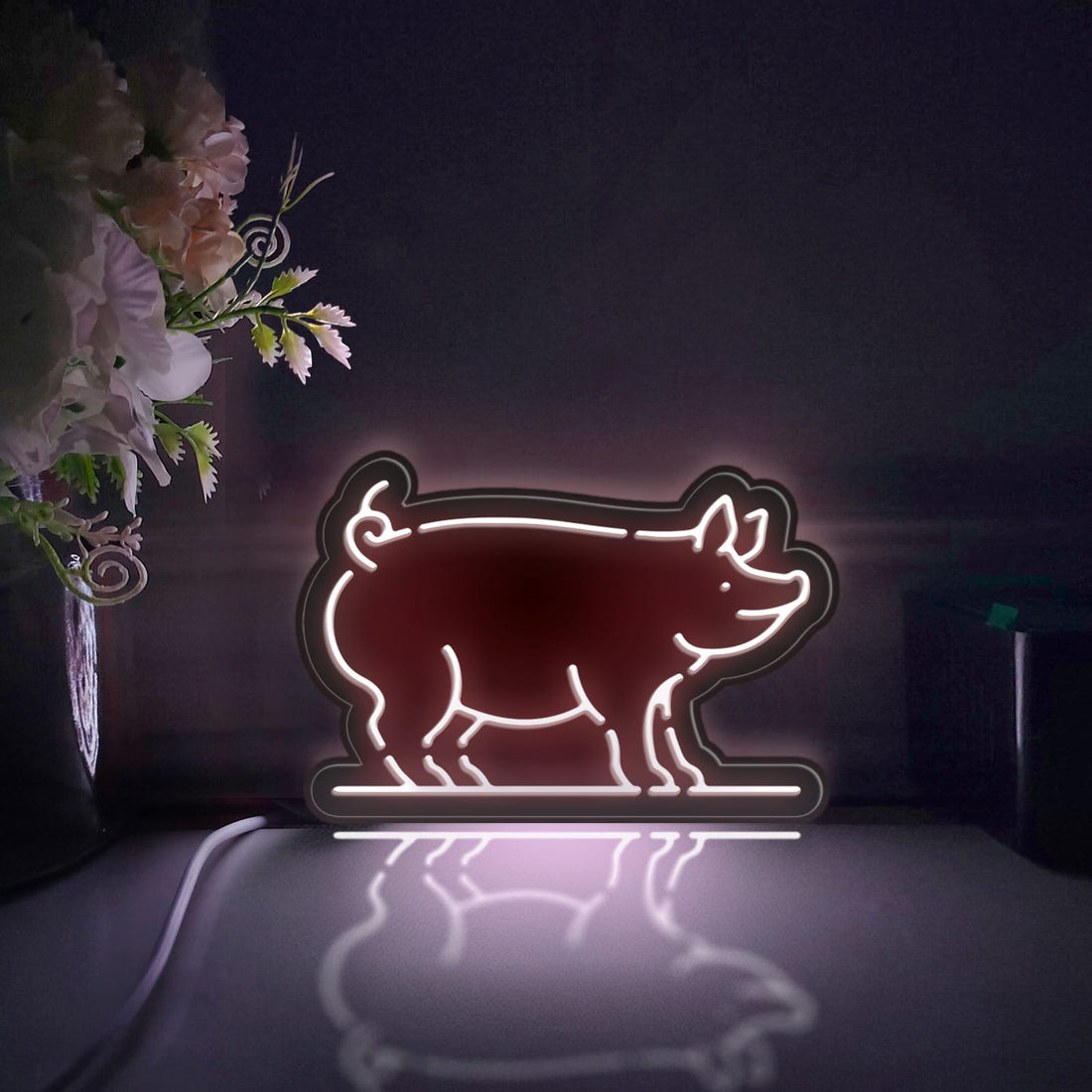 Pig Led Light Box, Farm Animal Wall Art Decor, Light Sign, Desktop Decorations, Bedroom Decor, Gift For Farm Animal Lovers, Kid