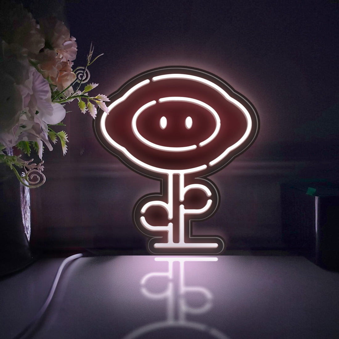 Super Mario Flower Led Light Box, Wall Art Decor, Personalized Light Sign, Desktop Decorations, Bedroom Decor, Gift For Mario Fans, Gamer