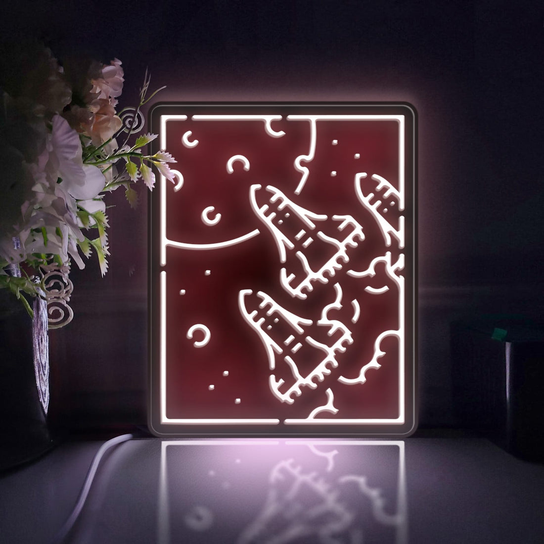Rocket Flight Led Light Box, Space Vehicle Wall Art Decor, Light Sign, Desktop Decorations, Bedroom Decor, Gift For Space Lovers, Kid