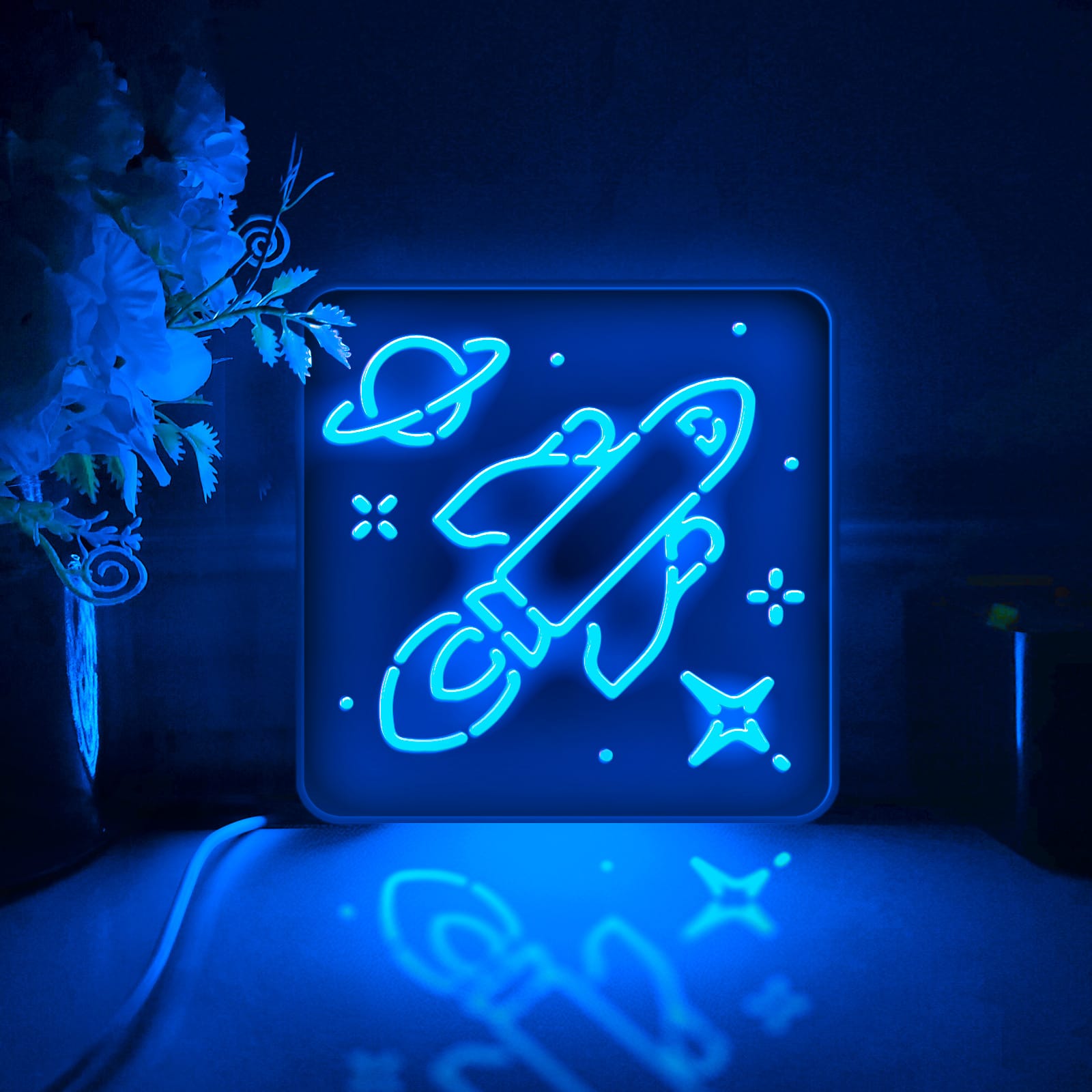 Spaceship Led Light Box, Rocket Wall Art Decor, Personalized Light Sign, Rgb Desktop Decorations, Bedroom Decor, Gift For Sci-fi Fans, Kid