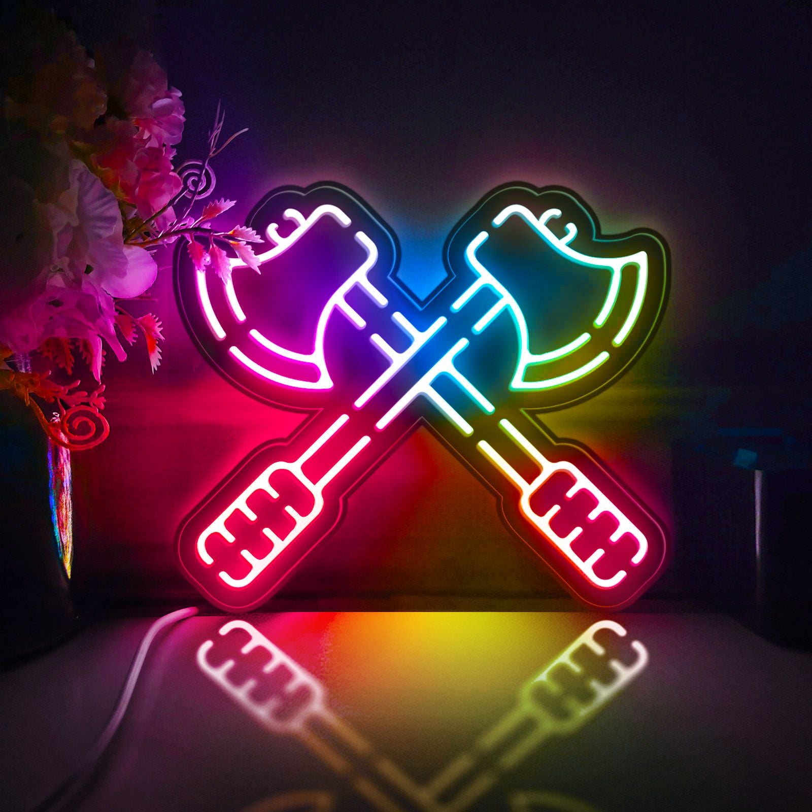 Axe Led Light Box, Game Battle Weapon Wall Art Decor, Personalized Light Sign, Rgb Desktop Decorations, Bedroom Decor, Gift For Gamers, Kid