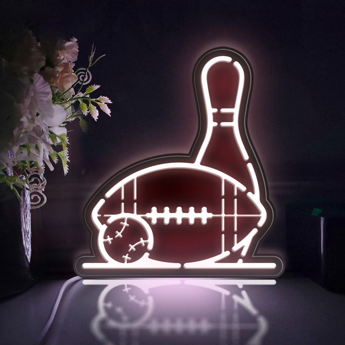 Bowling, Football, Baseball Led Light Box, Ball Game Wall Art Decor, Light Sign, Desktop Decorations, Gift For Sports Fans, Game Lover