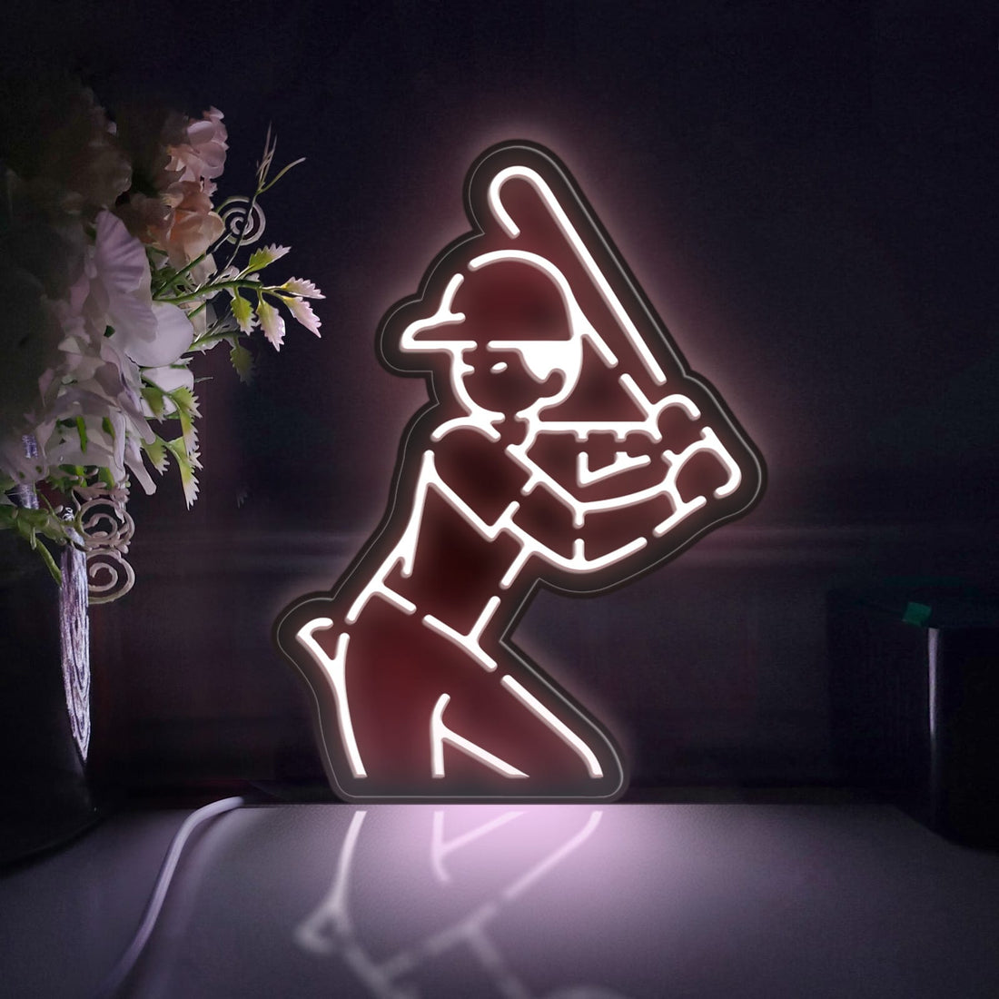 Baseball Led Light Box, Baseball Player Wall Art Decor, Light Sign, Desktop Decorations, Gift For Baseball Fans, Sports Enthusiast