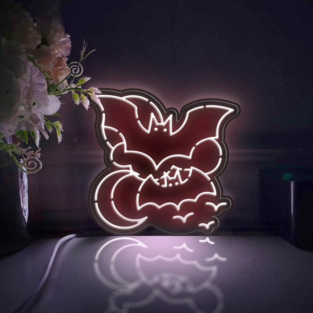 Bat Led Light Box, Halloween Night Wall Art Decor, Personalized Light Sign, Desktop Decorations, Bedroom Decor, Gift For Kids, Spooky Decor