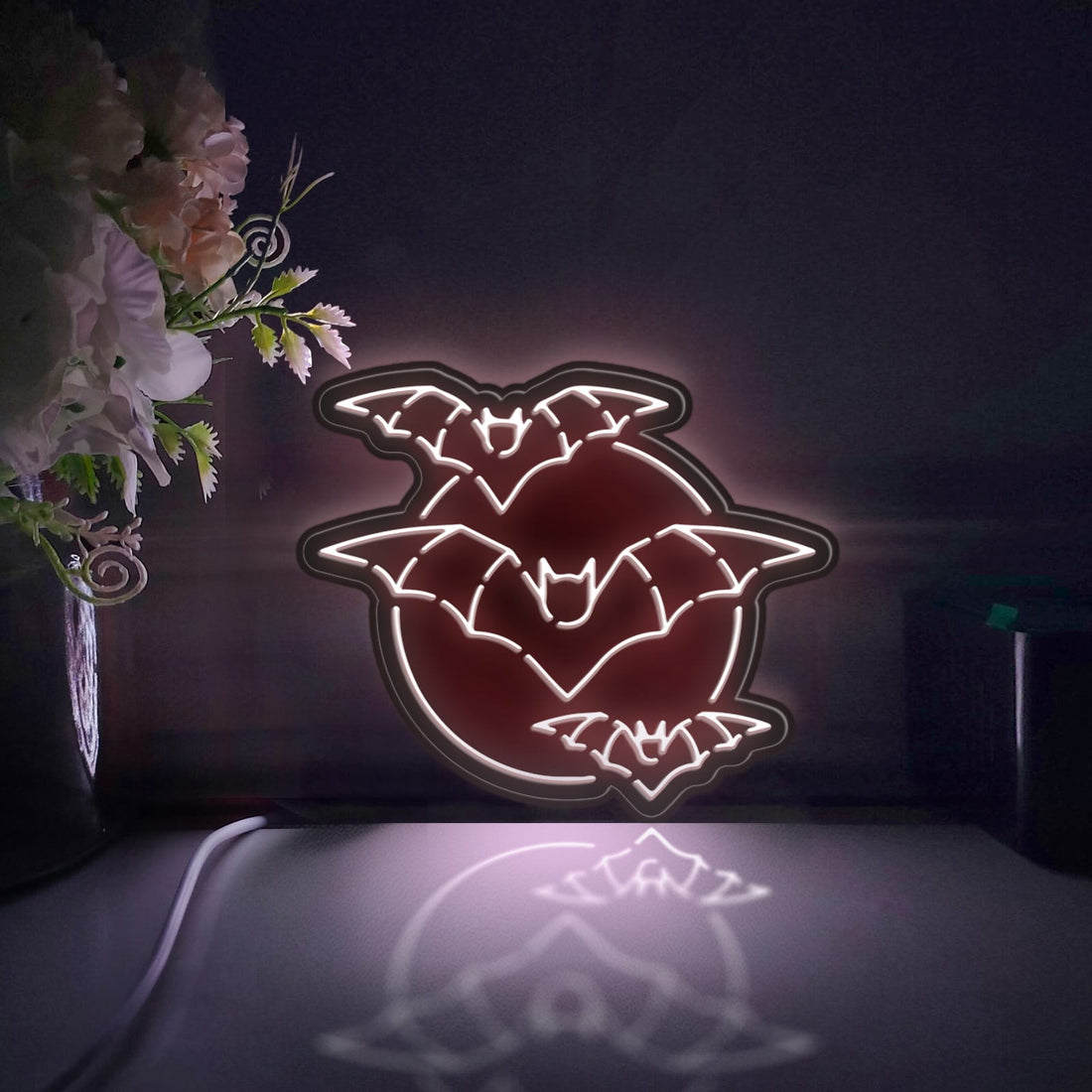 Bat And Full Moon Led Light Box, Halloween Night Wall Art Decor, Light Sign, Desktop Decorations, Bedroom Decor, Gift For Kids, Spooky Decor