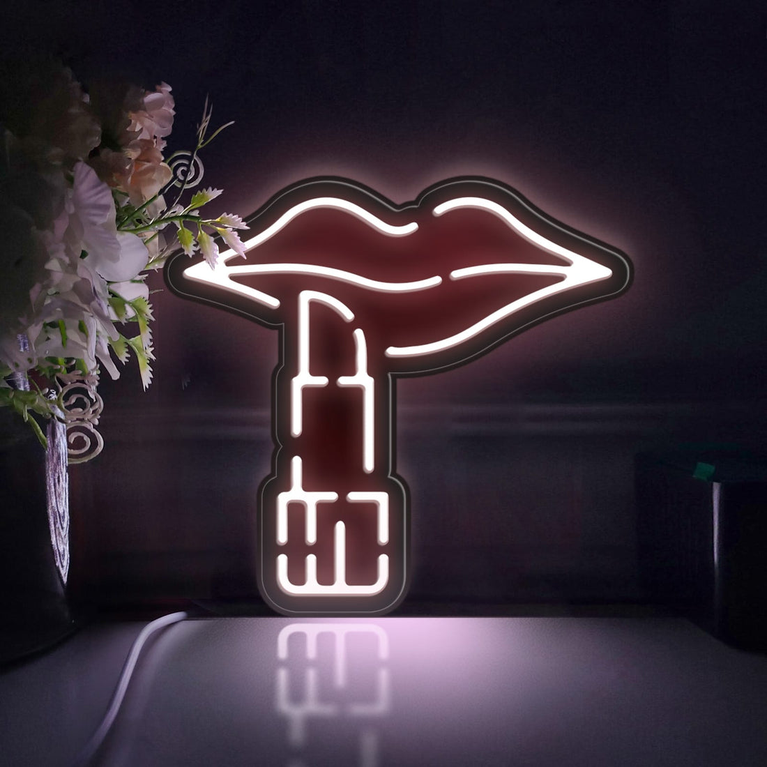 Lipstick Led Light Box, Beauty Wall Art Decor, Personalized Light Sign, Neon-like Rgb Desktop Decorations, Bedroom Decor, Gift For Women