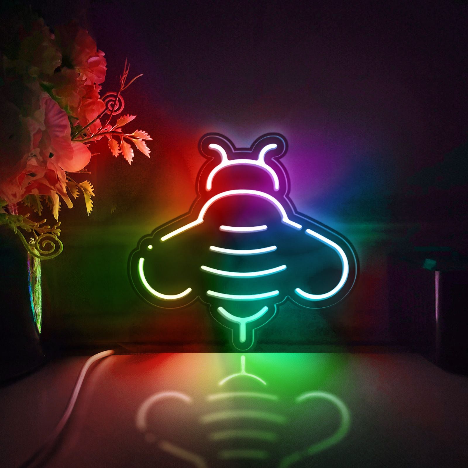 Bee Led Light Box, Ecological Insect Wall Art Decor, Light Sign, Desktop Decorations, Gift For Nature Lovers, Ecological Enthusiast