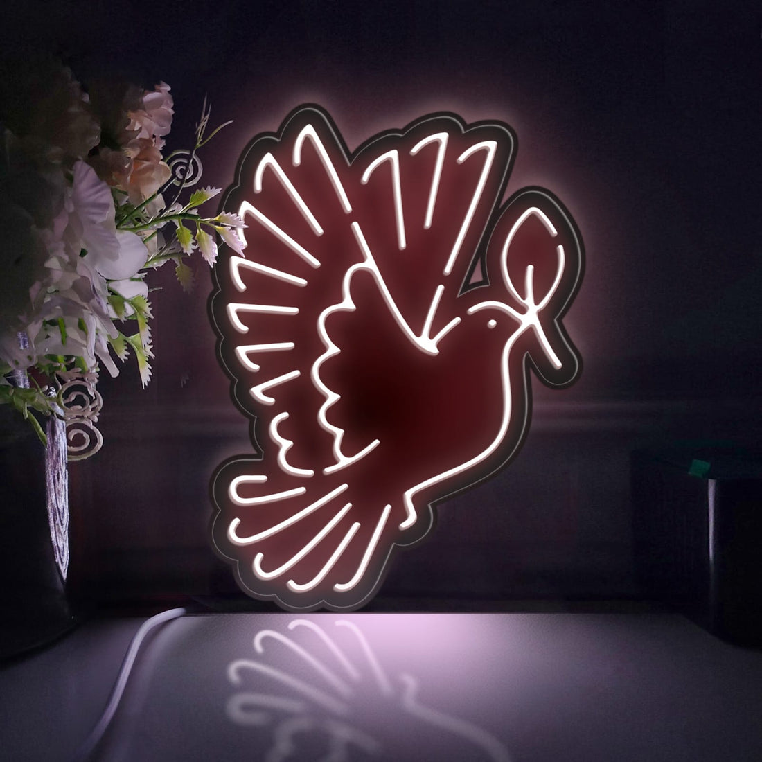 Peace Dove Led Light Box, Pigeon Wall Art Decor, Personalized Light Sign, Neon-like Rgb Desktop Decorations, Bedroom Decor, Gift For Kids