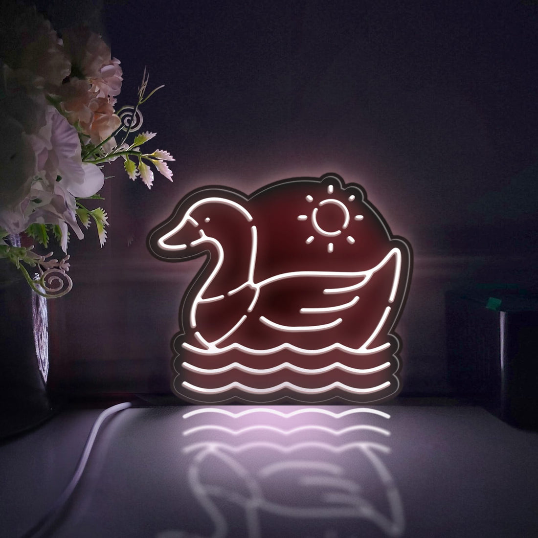 Swimming Duck Led Light Box, Poultry Wall Art Decor, Light Sign, Desktop Decorations, Bedroom Decor, Gift For Animal Lovers, Kid