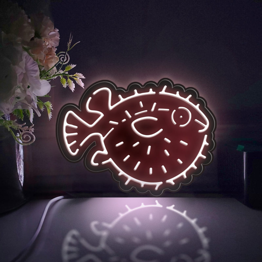 Pufferfish Led Light Box, Fish Wall Art Decor, Personalized Light Sign, Neon-like Desktop Decorations, Bedroom Decor, Gift For Ocean Lovers