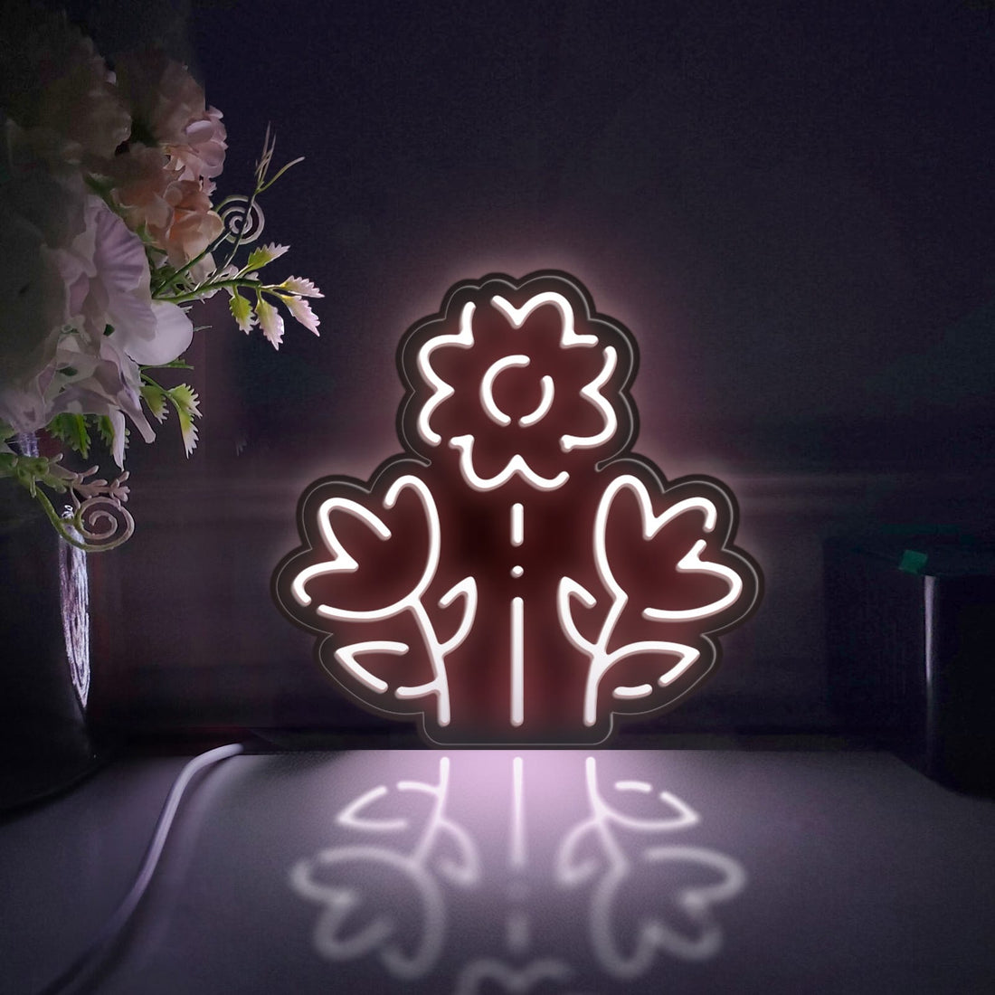Flower Led Light Box, Flower Wall Art Decor, Personalized Light Sign, Rgb Desktop Decorations, Bedroom Decor, Gift For Flower Enthusiasts