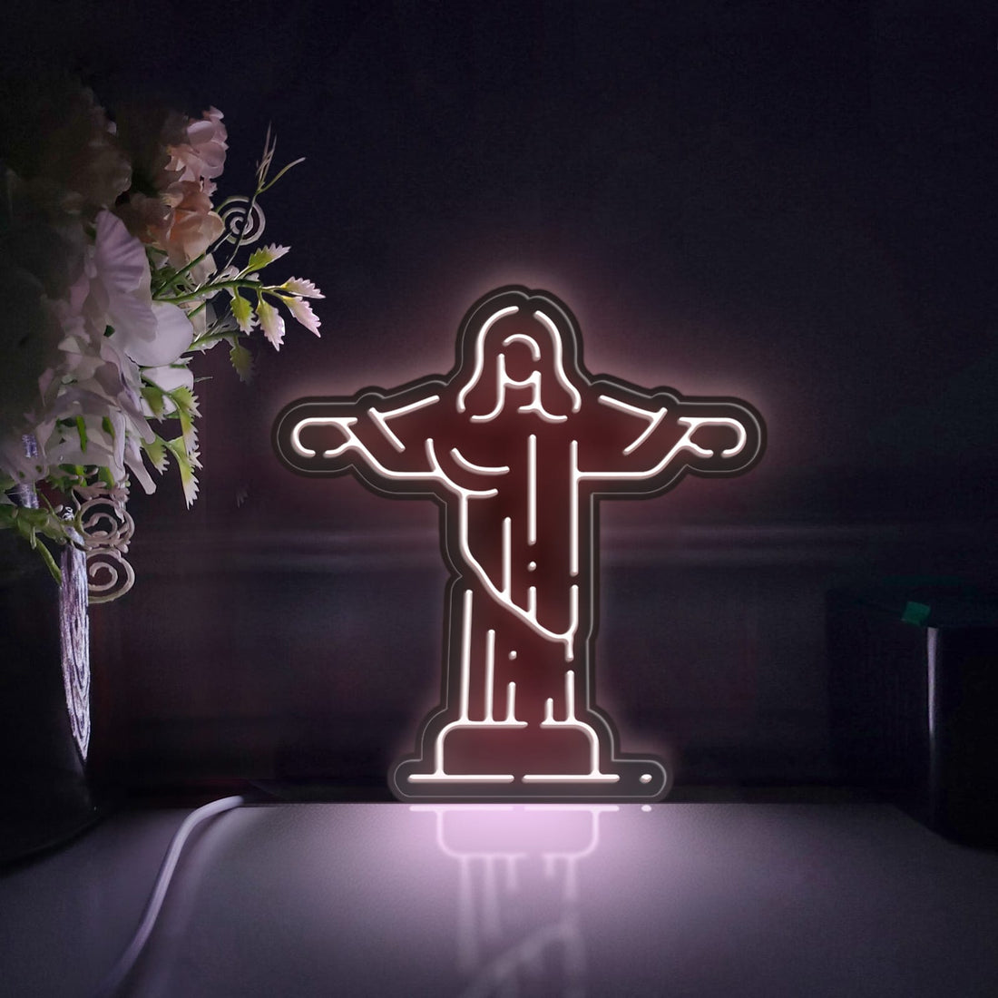 Christianity Led Light Box, Cross Wall Art Decor, Personalized Light Sign, Neon-like Rgb Desktop Decorations, Bedroom Decor, Gift