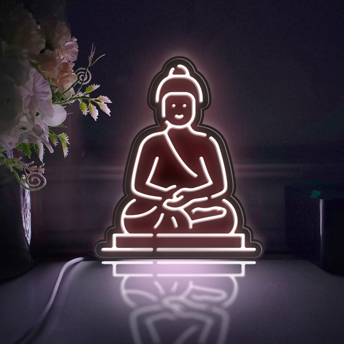 Buddha Statue Led Light Box, Religion Wall Art Decor, Personalized Light Sign, Neon-like Rgb Desktop Decorations, Bedroom Decor
