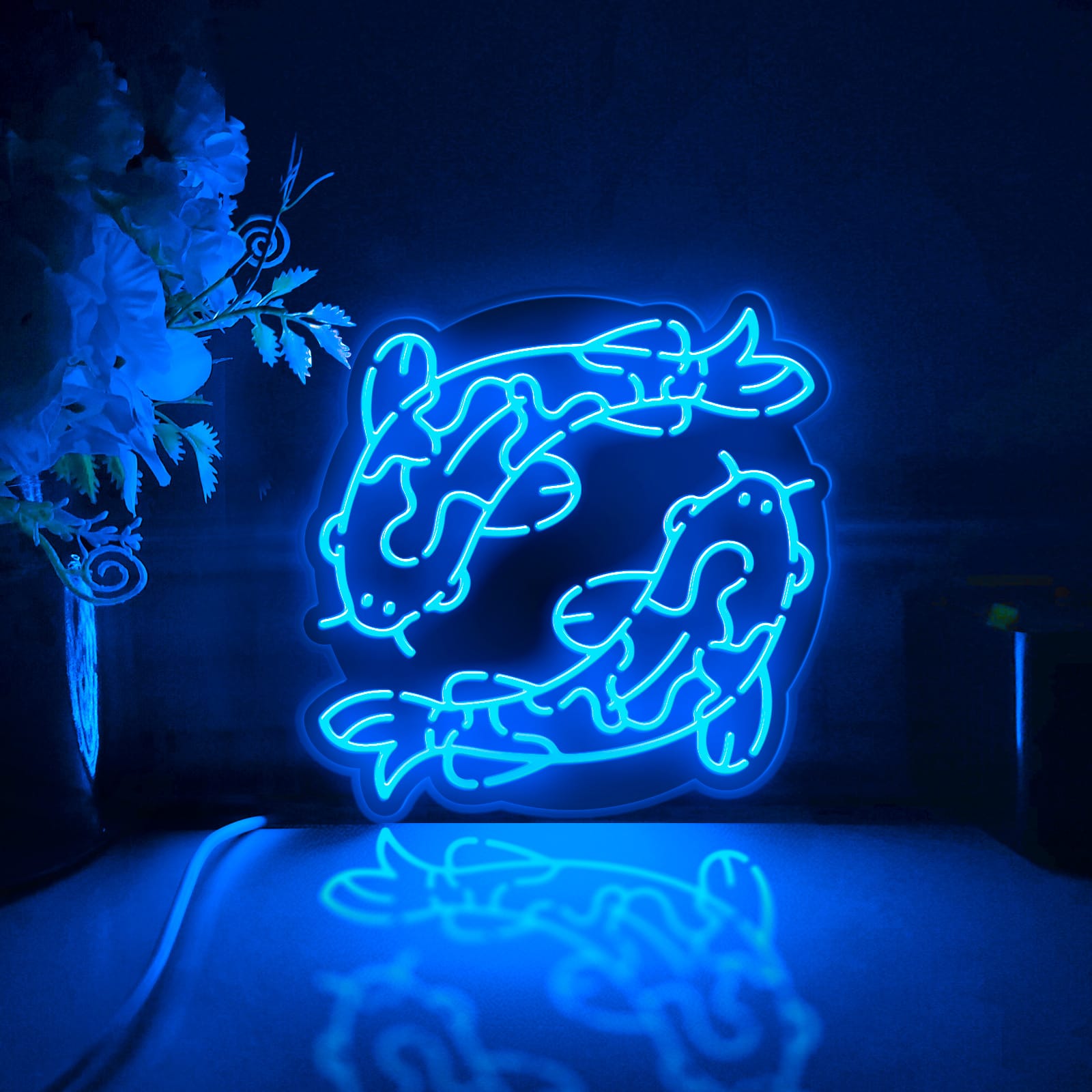 Carp Led Light Box, Fish Wall Art Decor, Personalized Light Sign, Neon-like Rgb Desktop Decorations, Bedroom Decor, Asian Culture Gift