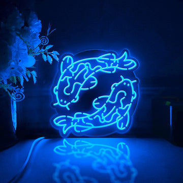 Carp Led Light Box, Fish Wall Art Decor, Personalized Light Sign, Neon-like Rgb Desktop Decorations, Bedroom Decor, Asian Culture Gift